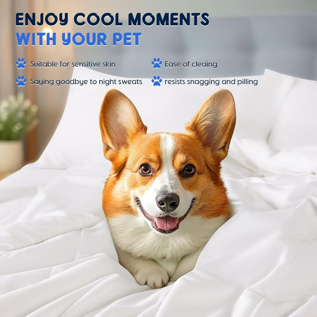 Cooling Comforter King Size, 100% Rayon Derived from Bamboo Shell, Cooling Blanket for Hot Sleepers, Q-Max>0.48