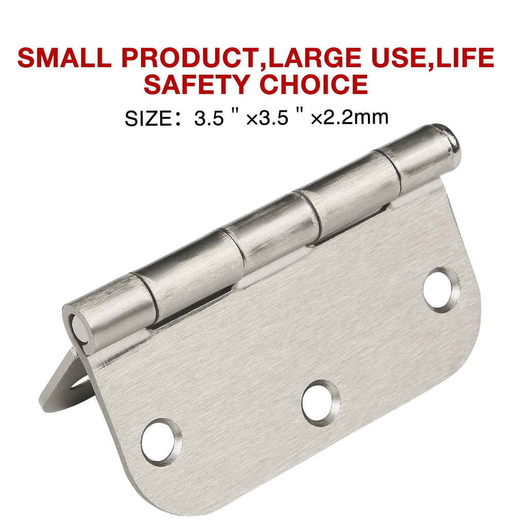 Rounded Door Hinges Brushed Nickel 3.5"x3 1/2"5/8" Radius 42 Pack