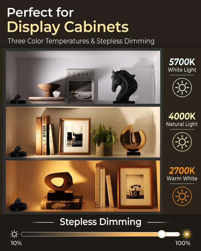 Spotlight Indoor, Rechargeable Battery Picture Lights, Wireless Uplights with Remote, Dimmable, ⁠3 Color
