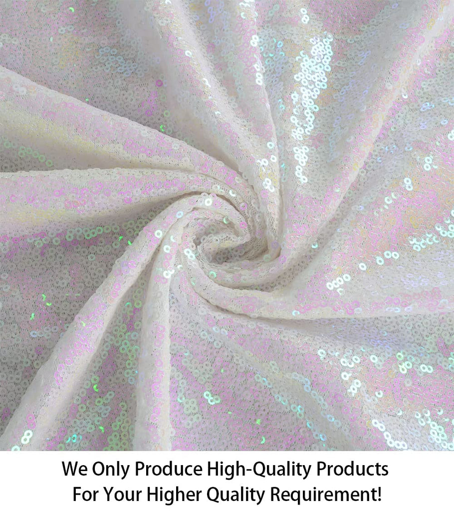 Fabric by The Yard 1 Yard Iridescent White Sequin Fabric Glitter Embroidery Fabric by The Yard Material for DIY