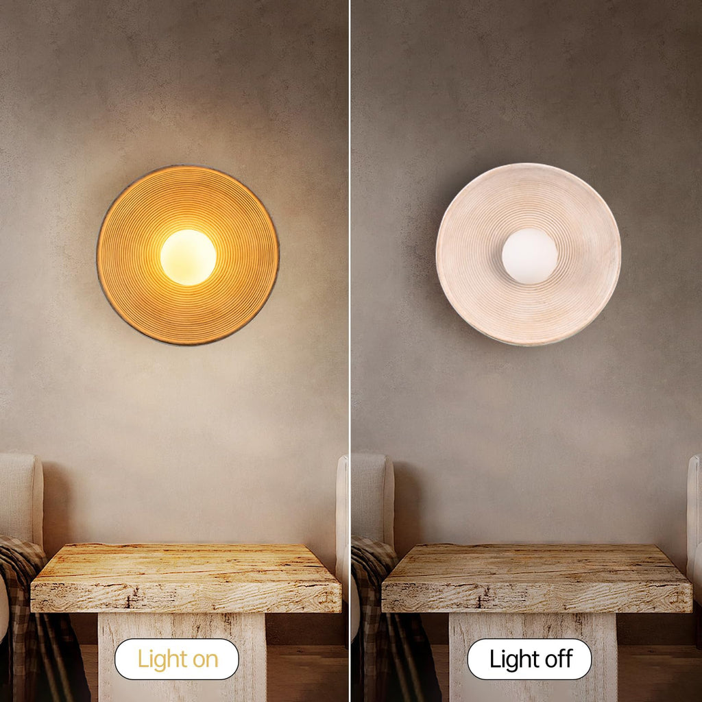 2 Pack Retro Japanese Wall Sconce, Wabi-Sabi Style Resin Wall Lamps G4 Warm Light Home Decor Wall Lights Bedside Art