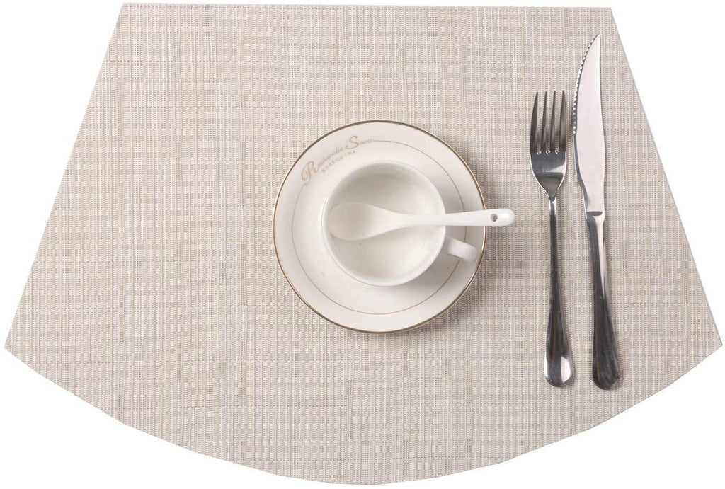 Small Round Table Placemats Set of 5 Wedge Shaped Place Mat with Centerpiece Round Mat Heat Resistant Table Mats