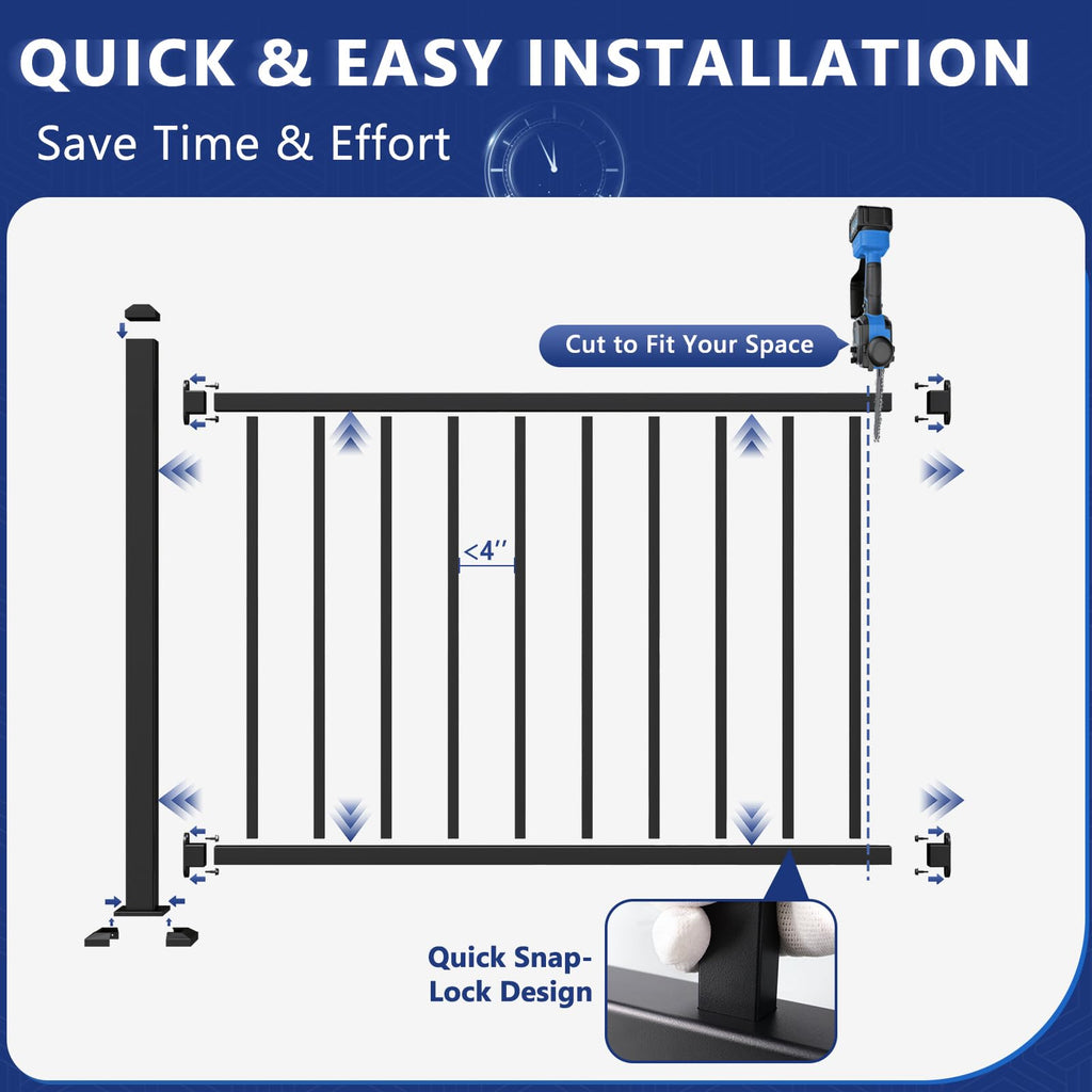 36 in. H x 12 ft. W Modular Aluminum Deck Railing Kits with Post