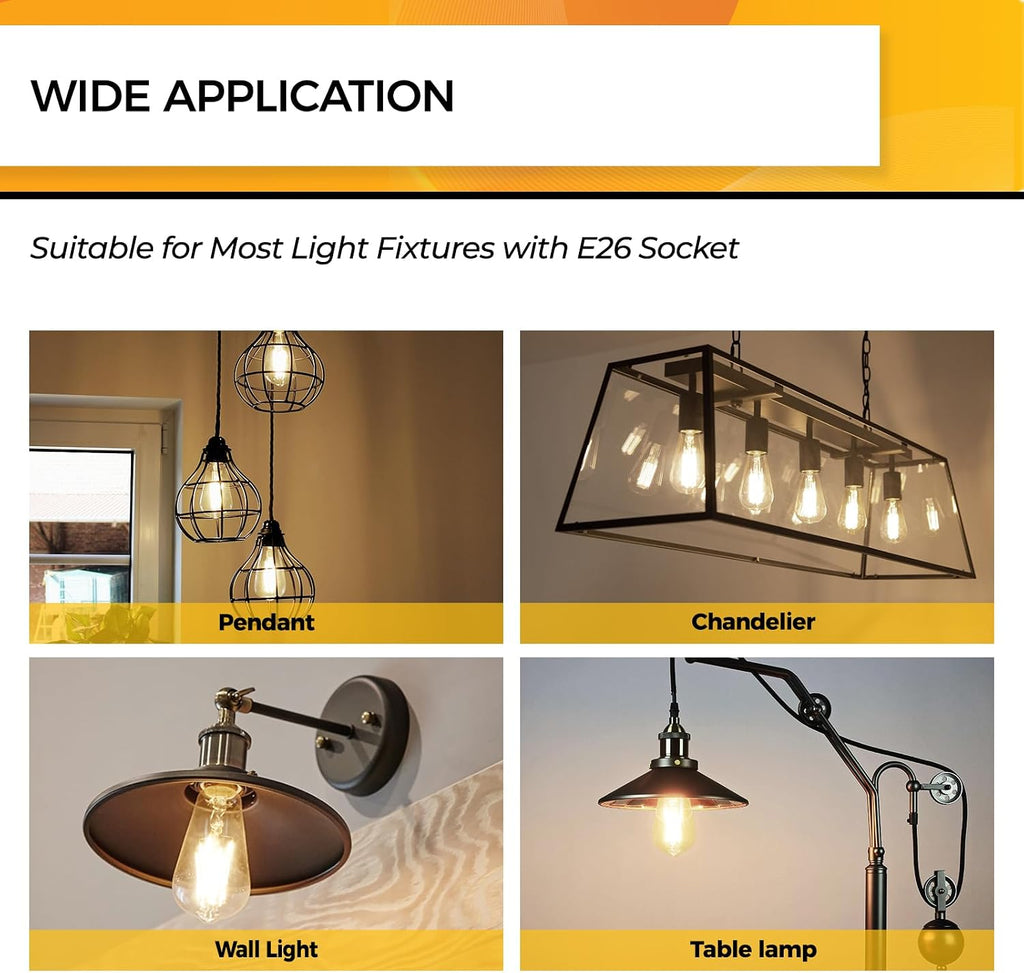 Edison Bulbs Dimmable, E26 40w Bulb, 3000K 450ML