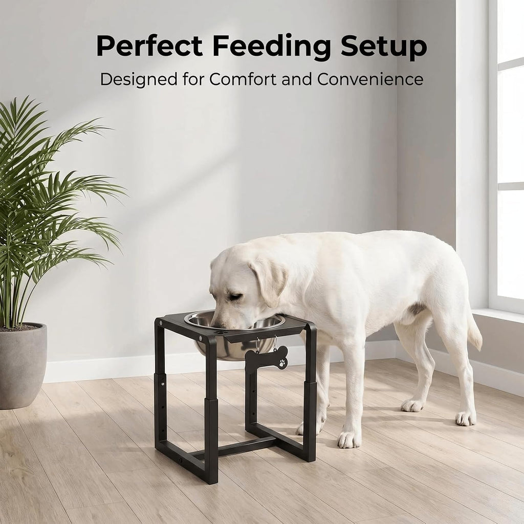 Metal Elevated Dog Bowls, Raised Dog Bowls for Medium/Large Breeds with One 111oz Stainless Steel Water Bowls, 3