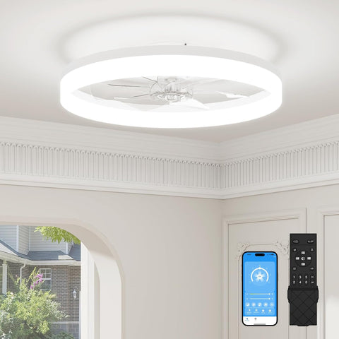 Low Profile Ceiling Fans with Lights and Remote, 23.6in Fandelier Ceiling Fan with Light