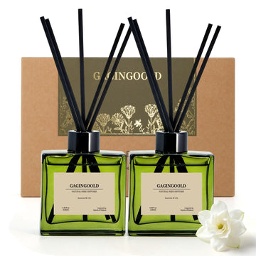 Reed Diffuser Set, 4 fl oz Jasmine Lily 2 Pack Scent Diffuser with 20 Sticks, 180 Days Long Lasting Elegant Home