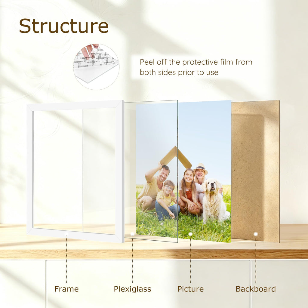 8x10 Picture Frame Set of 16, for Wall or Tabletop Display, White