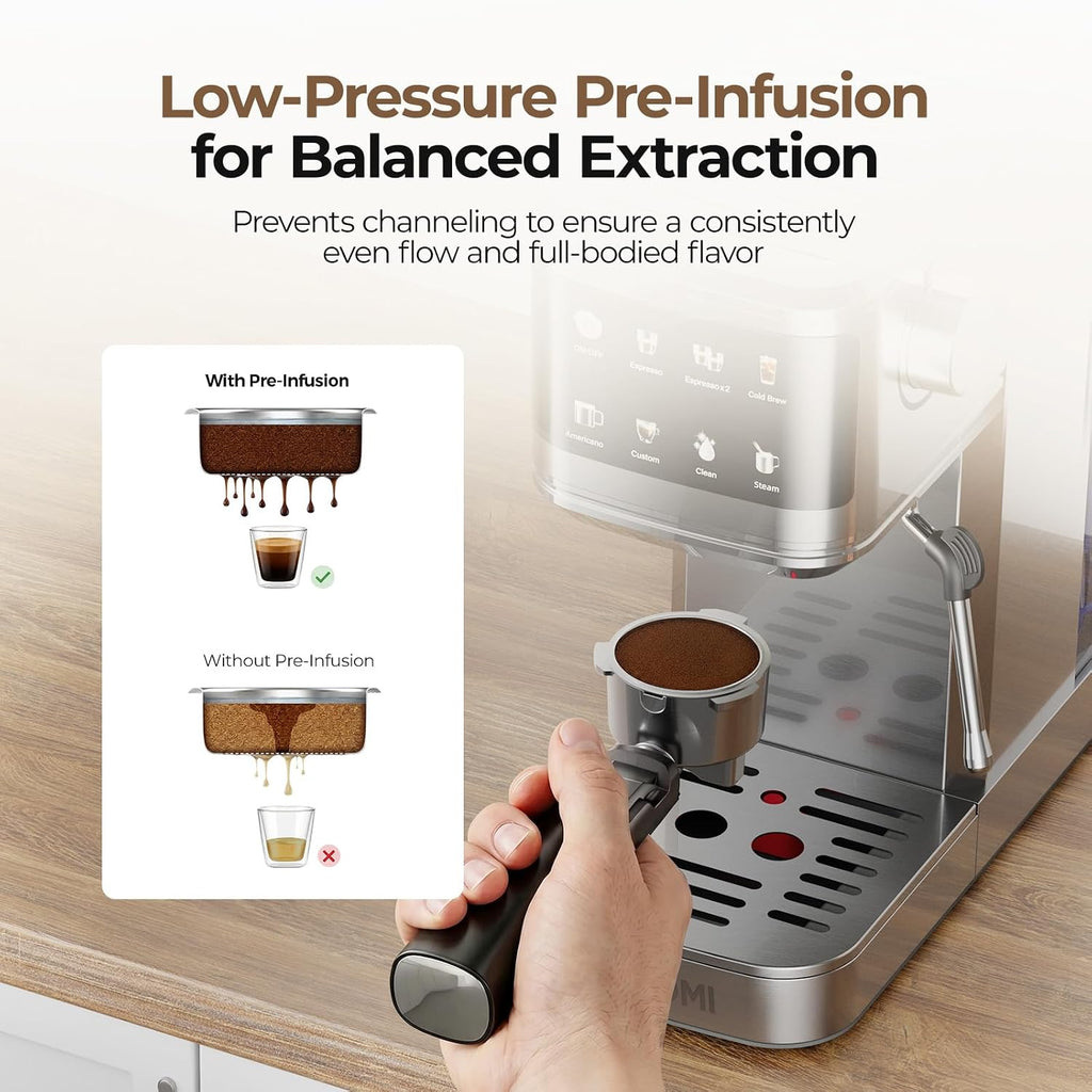 T1A PRO Espresso Machine with Milk Frother, Instant Cold Brew Maker | Beginner-Friendly, Touch Control, Customizable