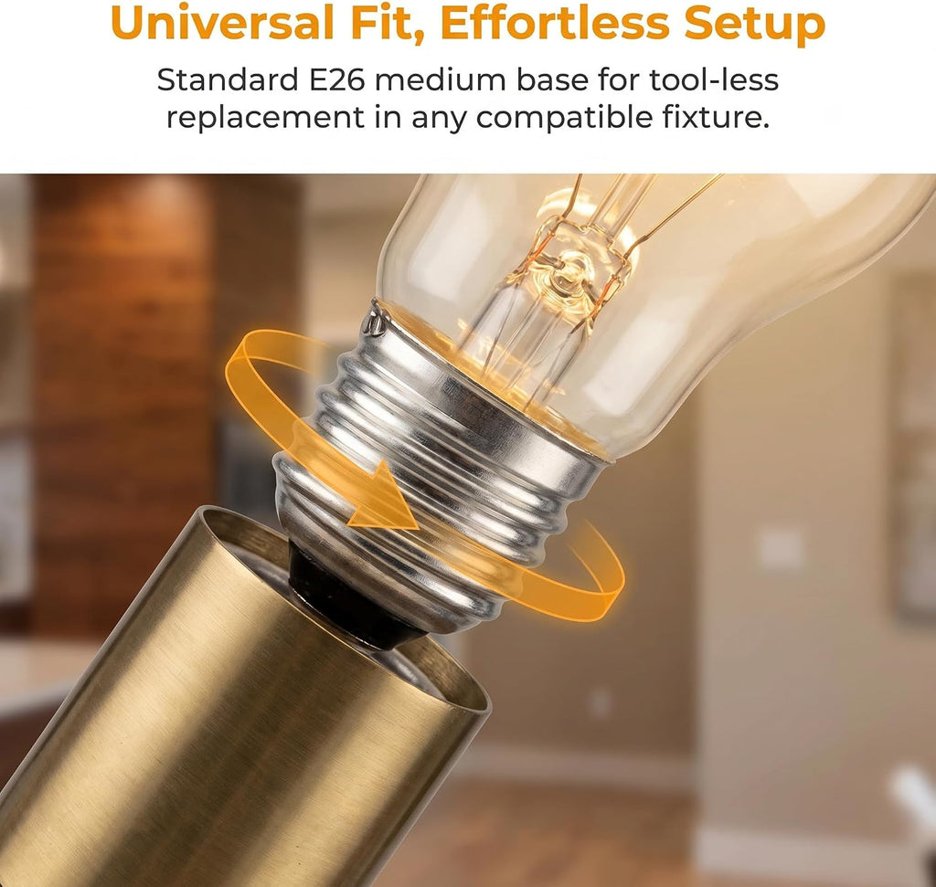 A15 Incandescent Appliance Bulb, Dimmable 15W, 2700K, E26, 6 Pack