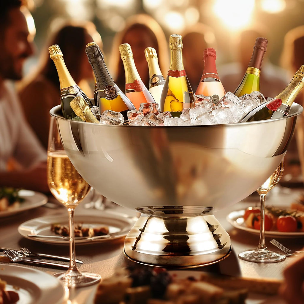 12L Premium Large Size Ice Bucket, Stainless Steel Champagne Bucket for Parties with Great Performance and Sleek