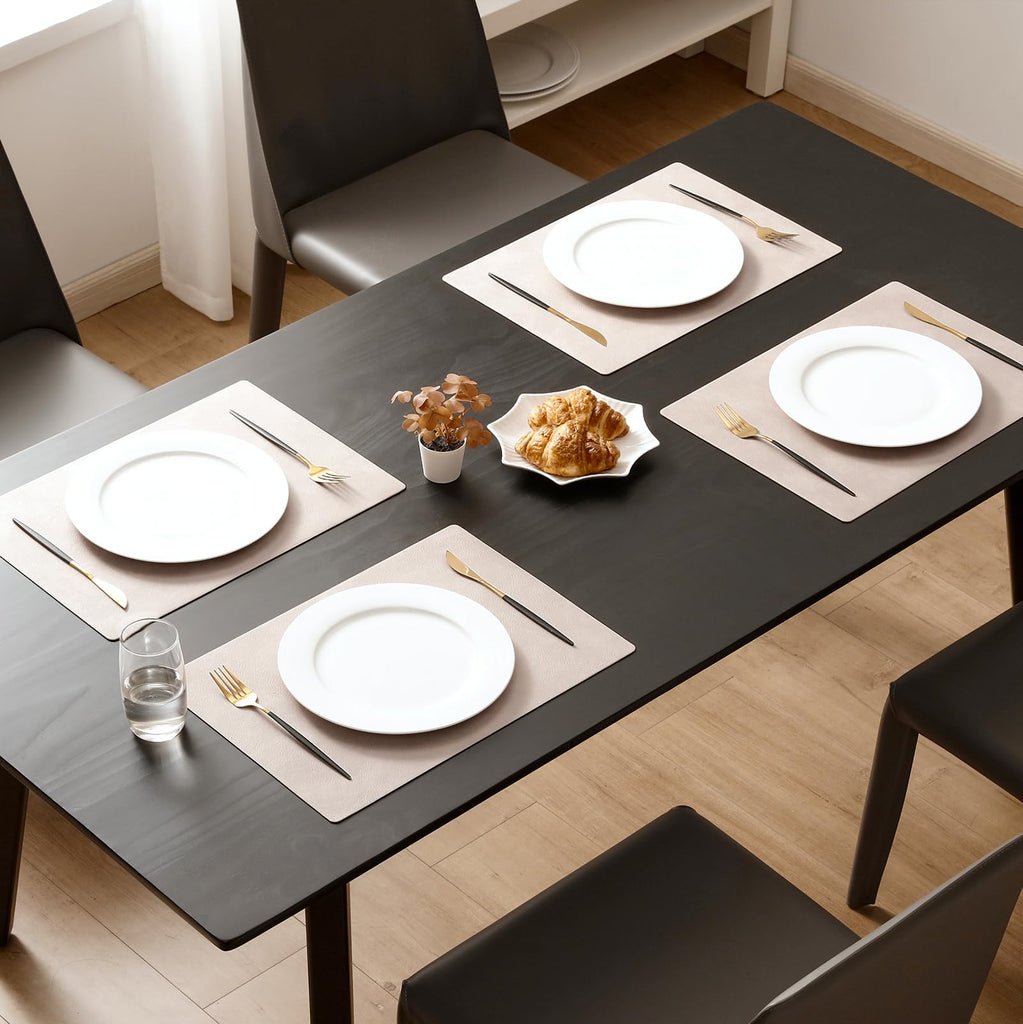 Vinyl Faux Leather Placemats, Set of 8, Beige