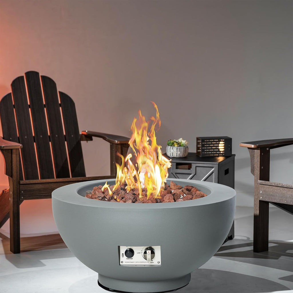 28-Inch Gas Fire Pit with Propane Tank Cover, 58,000 BTU Round Propane Fire Pit Table