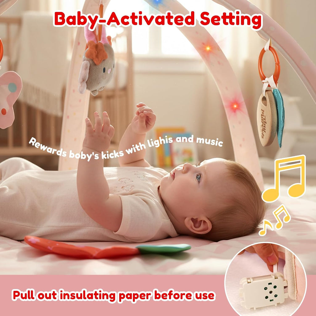 Play Gym & Activity Mat with Light-up Musical Arch with 6 Sensory Toys
