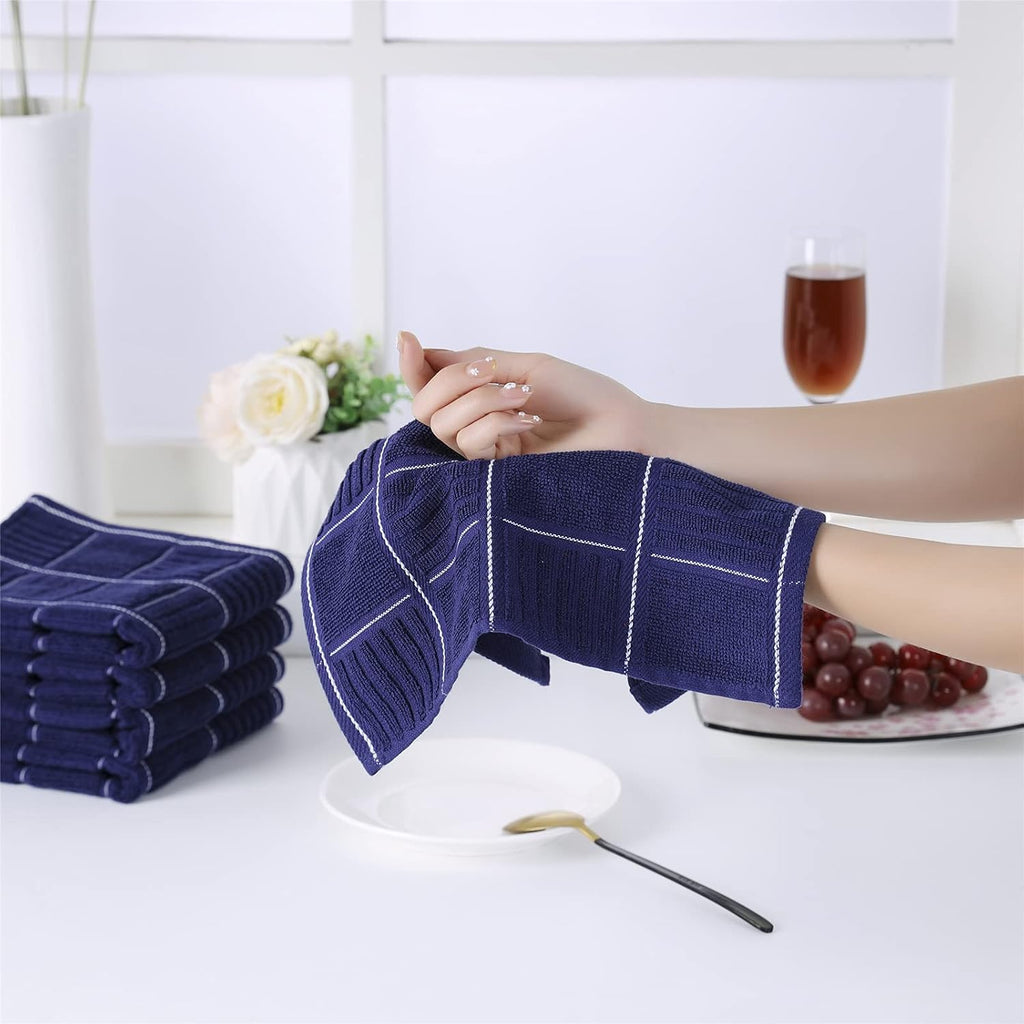 Kitchen Towels and Dishcloths Set, Four Dish Towels 16x26 Inches, Four Absorbent Dish Cloths for Washing Dishes 12x12