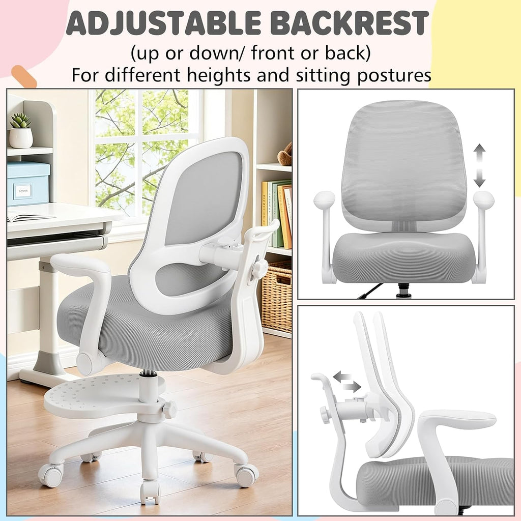 Kids Desk Chair Ergonomic Study Chair wtih Adjustable Backrest-Grey
