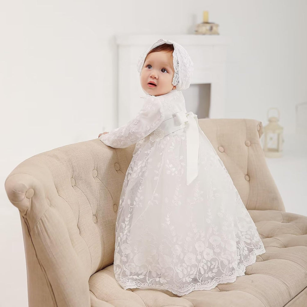 Baby Girl Christening Baptism Dress Long Blessing Gowns White Wedding Dresses