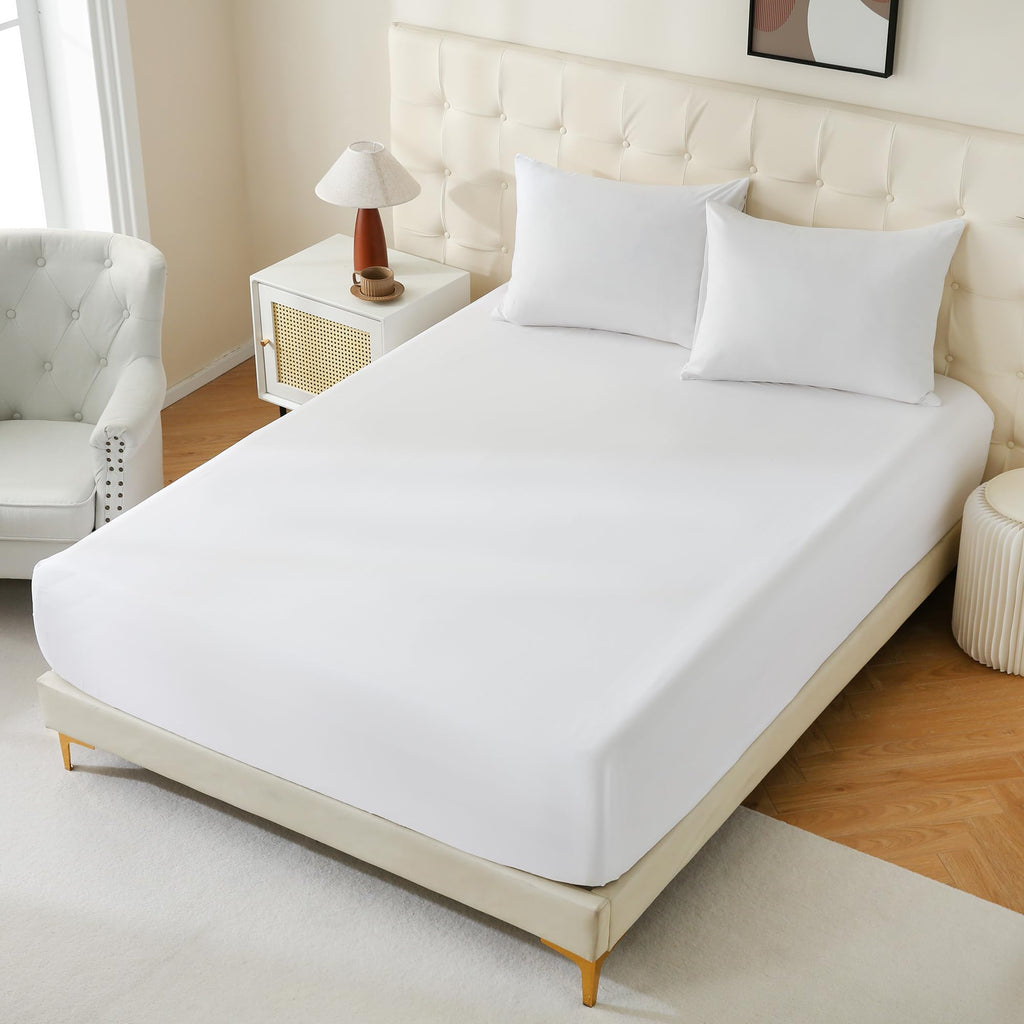 White Queen Fitted Sheet Only, 6 Pack Bulk, Microfiber, 60x80