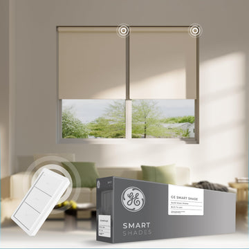 GE Smart Shade Motorized Roller Shade, Beige Blackout, Custom Sized