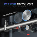 57.5-60" Wx76 H Soft Close Frameless Shower Door, 3/8"(10mm) Explosion-Proof Tempered Glass, Brushed Nickel Finish