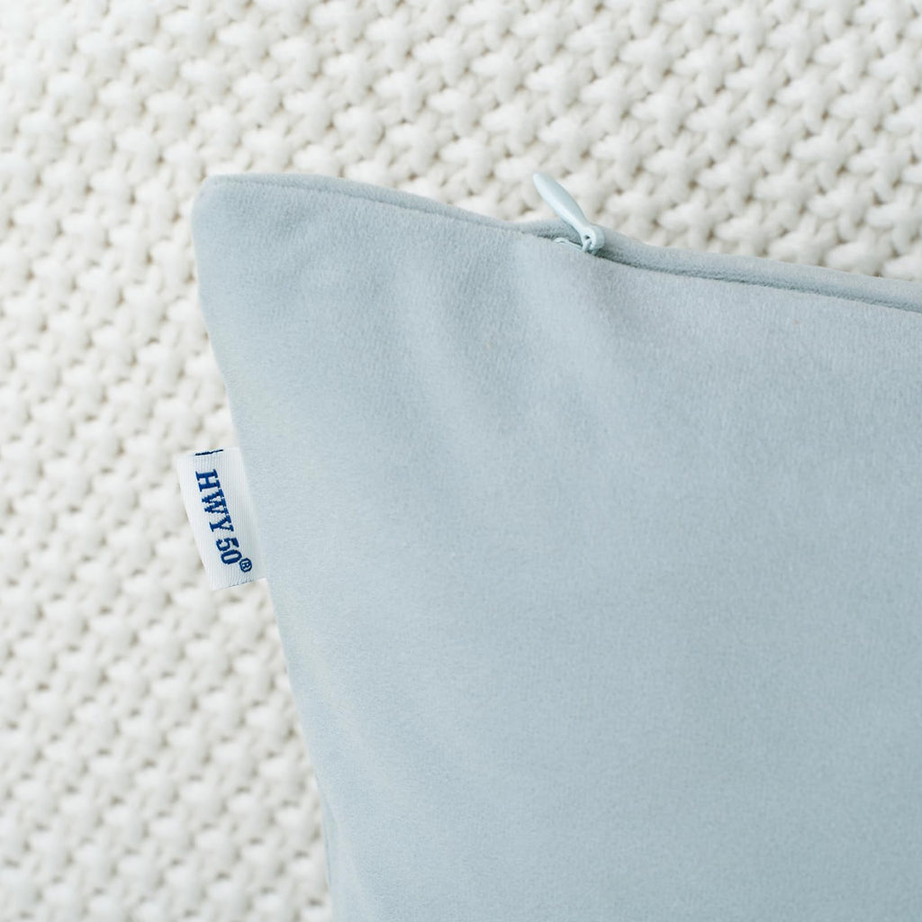 Grey Blue Throw Pillow Covers Velvet 12x20 Inch Pack of 2