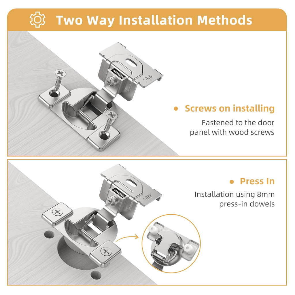 Non-Soft Close 50 Pack 1-3/8 inch Overlay Regular Hinges