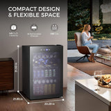4.5 Cu.ft Beverage Refrigerator and Cooler,145 Can Mini Fridge Glass Door with D
