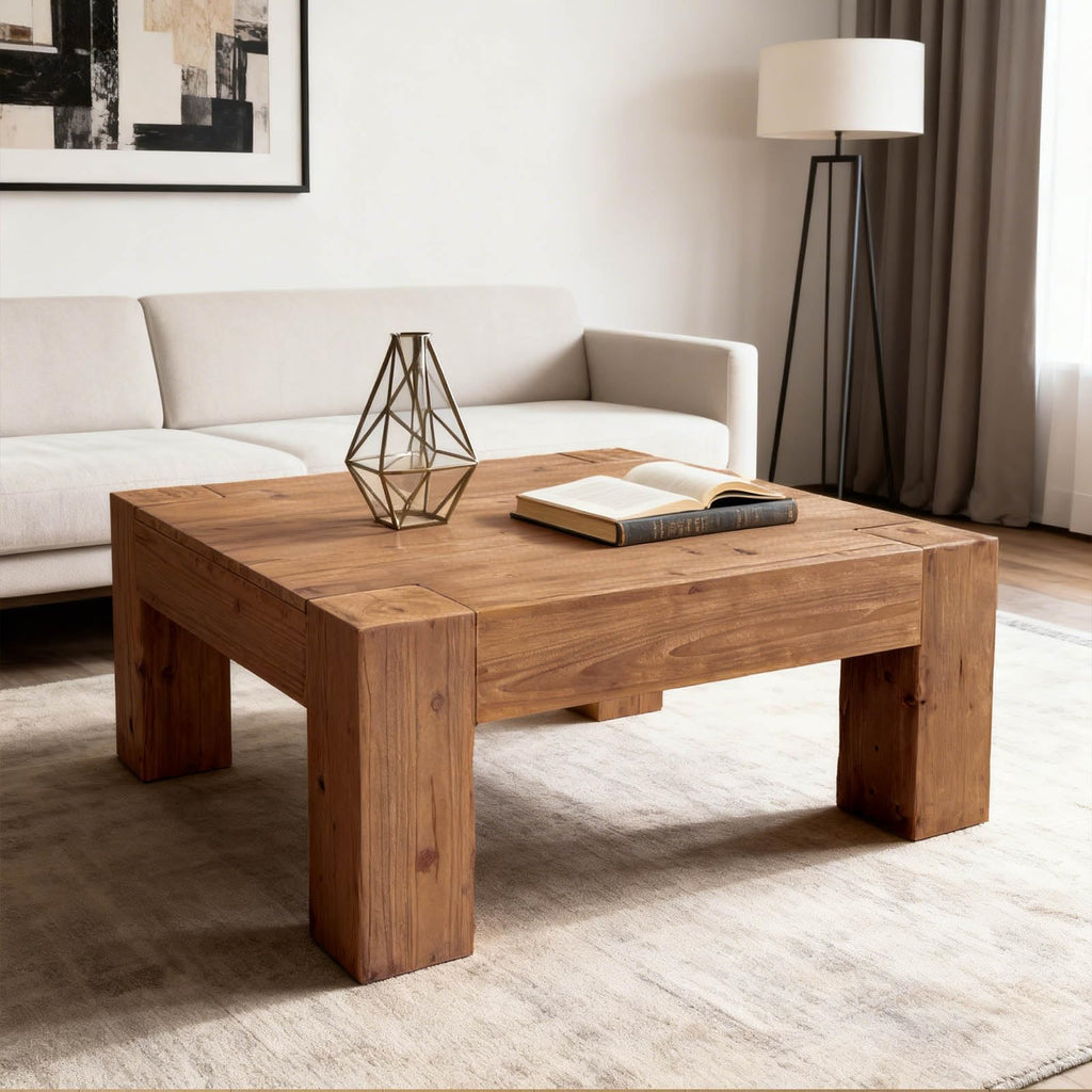 39.37" Solid Wood Square Coffee Table
