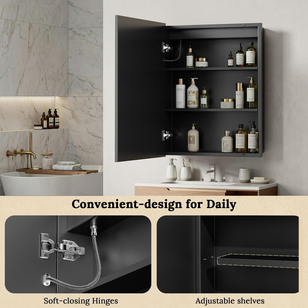 36"X30" Bathroom Medicine Cabinet with Mirror, LED Lighted Medicine Cabinet with Anti-Fog, 3 Colors Temperature