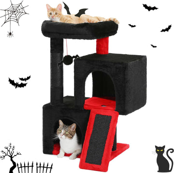 30" Cat Tree, Gothic Cat Tower with 2 Condos for Indoor Cats