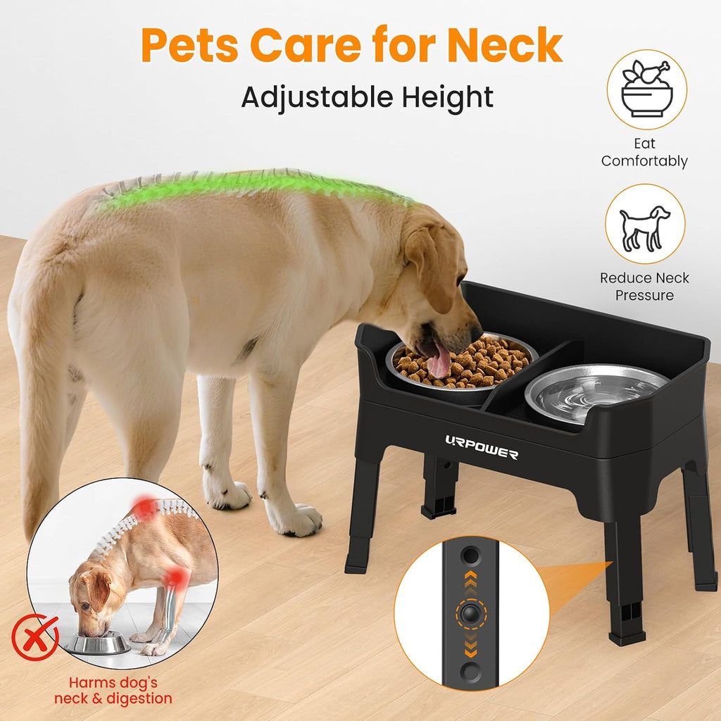 Elevated Dog Bowls, 3-in-1 Double Deck Raised Dog Bowl Stand