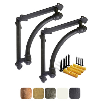 Decorative Shelf Brackets, 2 Pack of 9.6 x 1.7 x 9.6 inch Black Cast Iron Shelf Brackets - Decorative Brackets for