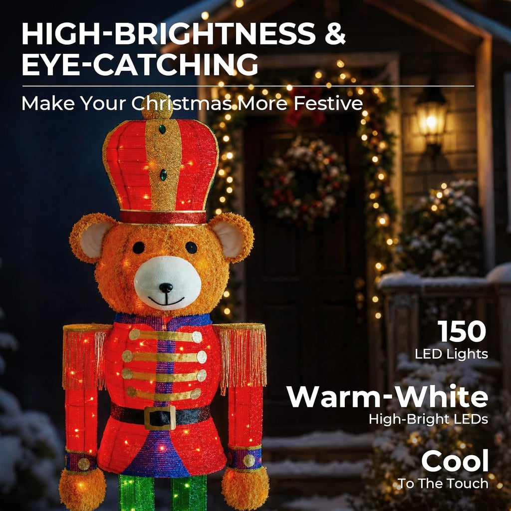 5FT Pop-Up Nutcracker Bear Lighted Outdoor Christmas Decoration