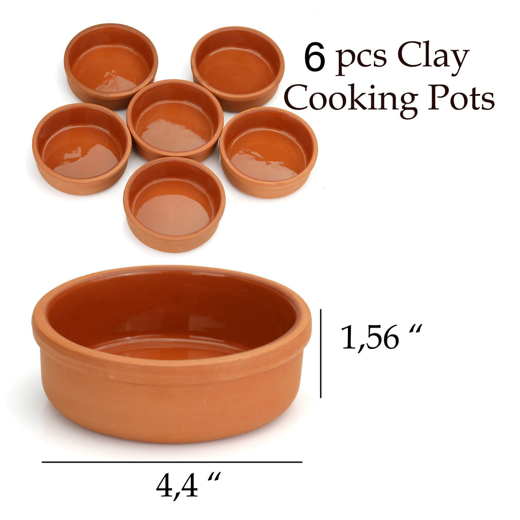 Mexican Clay Cookware Set (Set of 6)- Terracotta Cooking Pots, Bowls, Plates, and Serving Dishes - Premium Spanish
