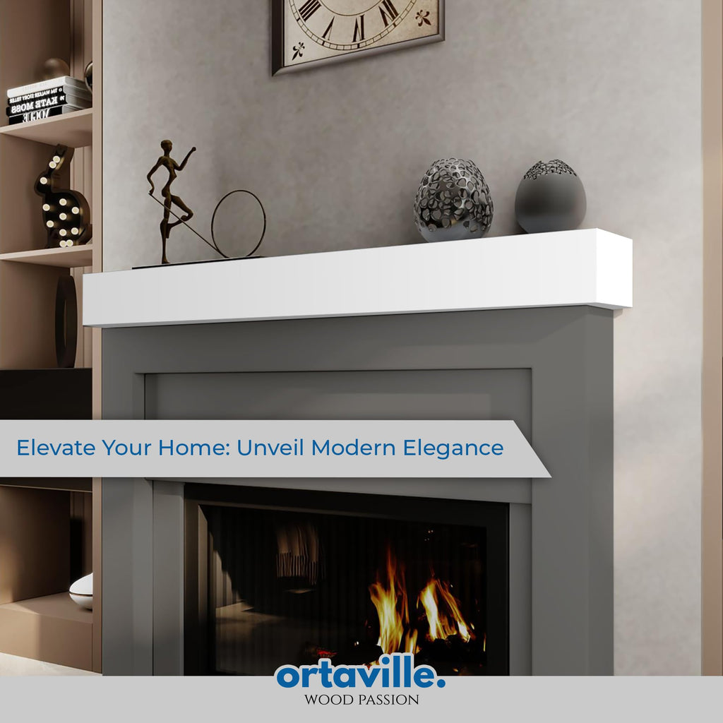 66" Floating Mantel Shelf - Modern White Fireplace Mantel with Matte Lacquer Finish Elegance (66", White)