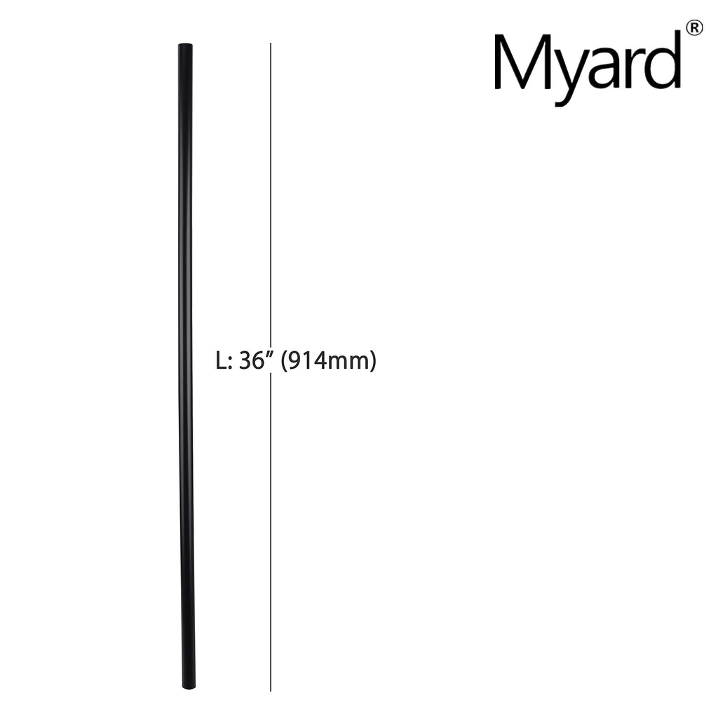 36'' Classic Hollow Round Iron Heavy-Duty Deck Balusters, Matte Black