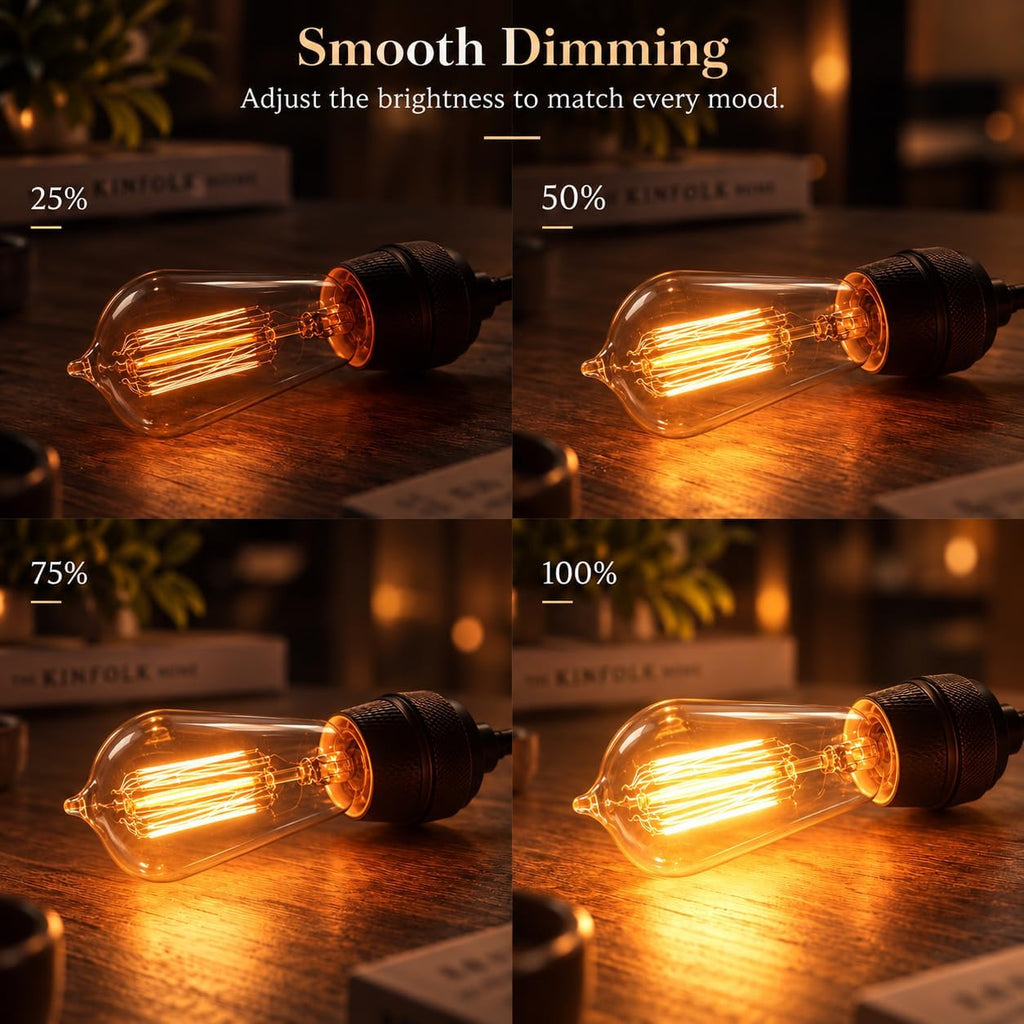 Edison Light Bulb 60 Watt Dimmable ST58 Vintage Warm Bulb