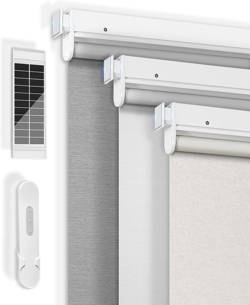 No-Drill Motorized Blinds with Remote, Blackout Roller Shades | Rechargeable Shades for Windows, Electric Automatic