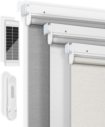 No-Drill Motorized Blinds with Remote, Blackout Roller Shades | Rechargeable Shades for Windows, Electric Automatic