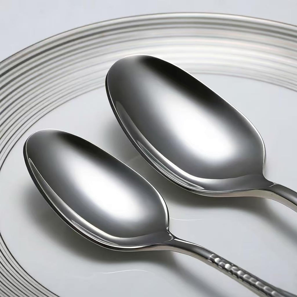 Premium 20 Piece Hammered Silverware Set with Smooth Edge, 18/10 Stainless Steel, Service for 4, Fine Flatware Set