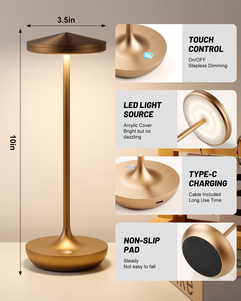 2pack LED Cordless Table Lamp Rechargeable (2pack Titanium)