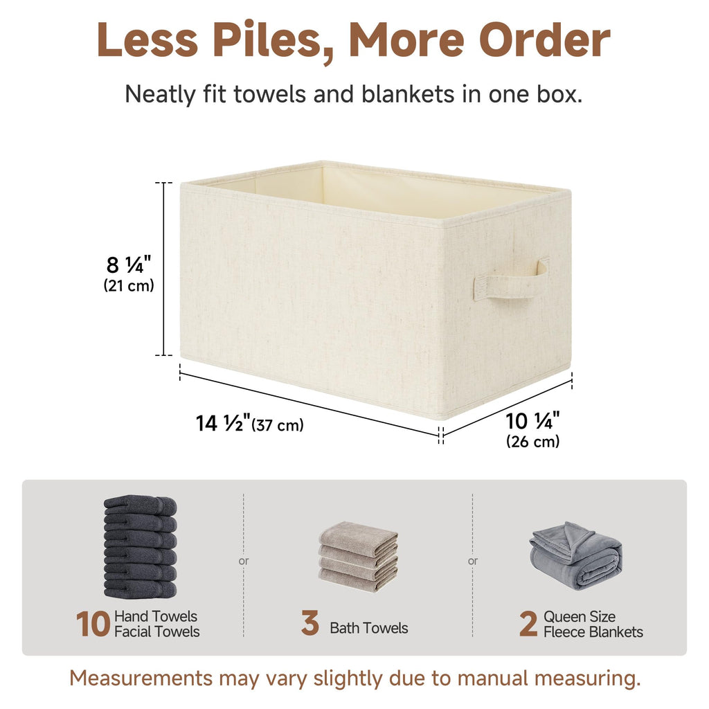 Bins, Beige (Cotton-Linen), Large, 3-Pack