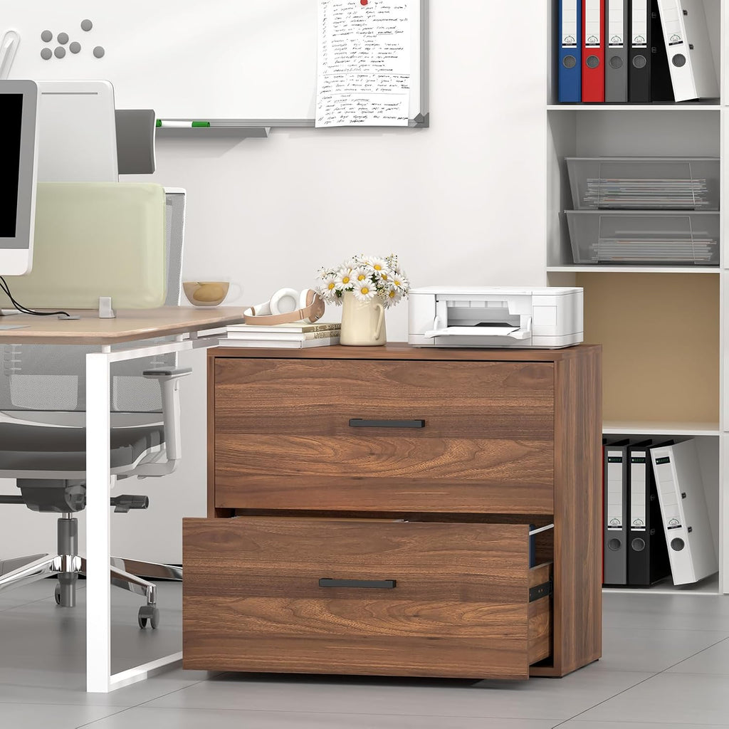 Lateral File Cabinet, 2 Drawer Filing Cabinet, Wood File Cabinets , Wide Filing Storage Cabinet for Letters for