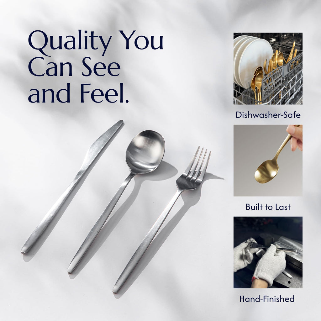 Minimalist 2.0 40-Piece Flatware Set, 18/10 Stainless Steel