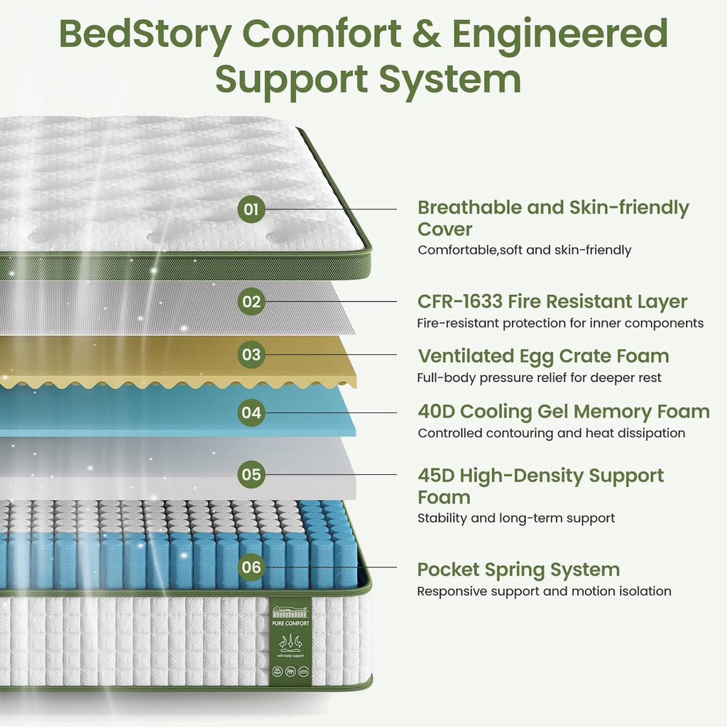 13 Inch Firm Full Mattress, Hotel Collection Hybrid Mattresses -Targeted Lumbar & Shoulder Support for Back Pain