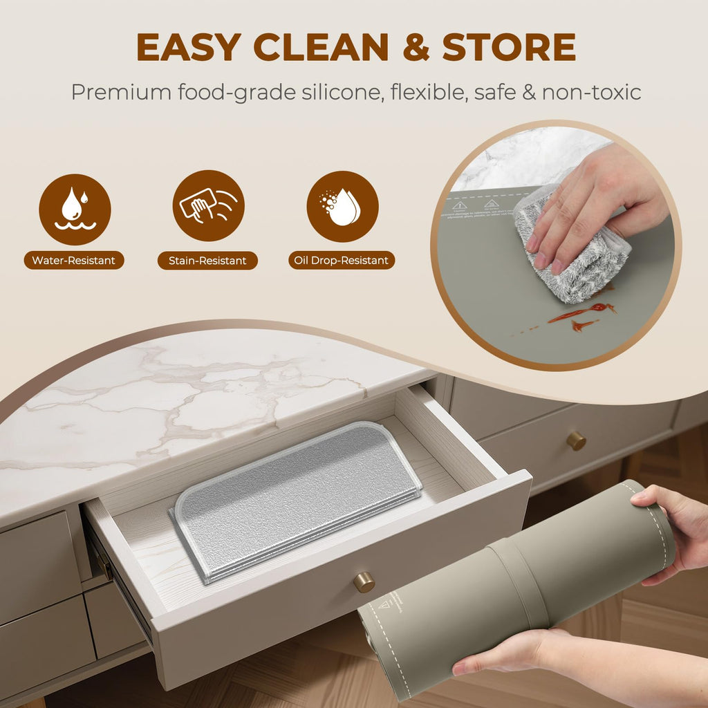 Warming Mat for Food - 7 Temps, 8H Timer, for Buffets Party Khaki