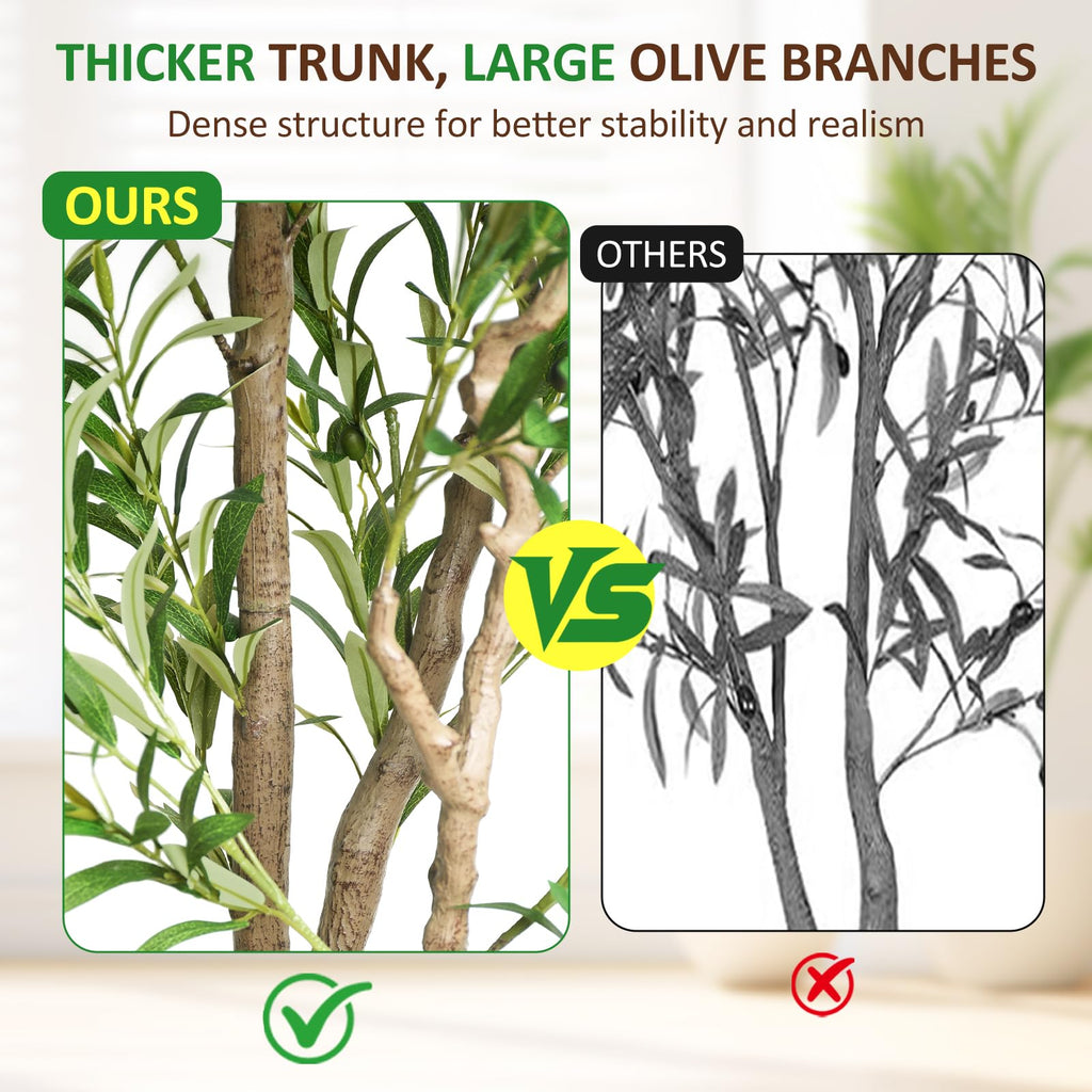 Olive Tree Artificial Indoor 7ft, Tall Faux Olive Tree with Large Olive Branches and Realistic Fruits, Fake Floor