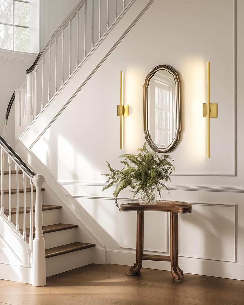 Gold Battery Operated Wall Sconces with Remote Control | 3000/4500/6000K Dimmable 8000mAh Wireless Rechargeable Wall