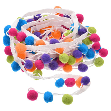 Pom Pom Ball Fringe Trim, Ribbon Sewing DIY Crafts Accessory Curtain Clothes Pillow Decoration, Multicolor - 5 Yards