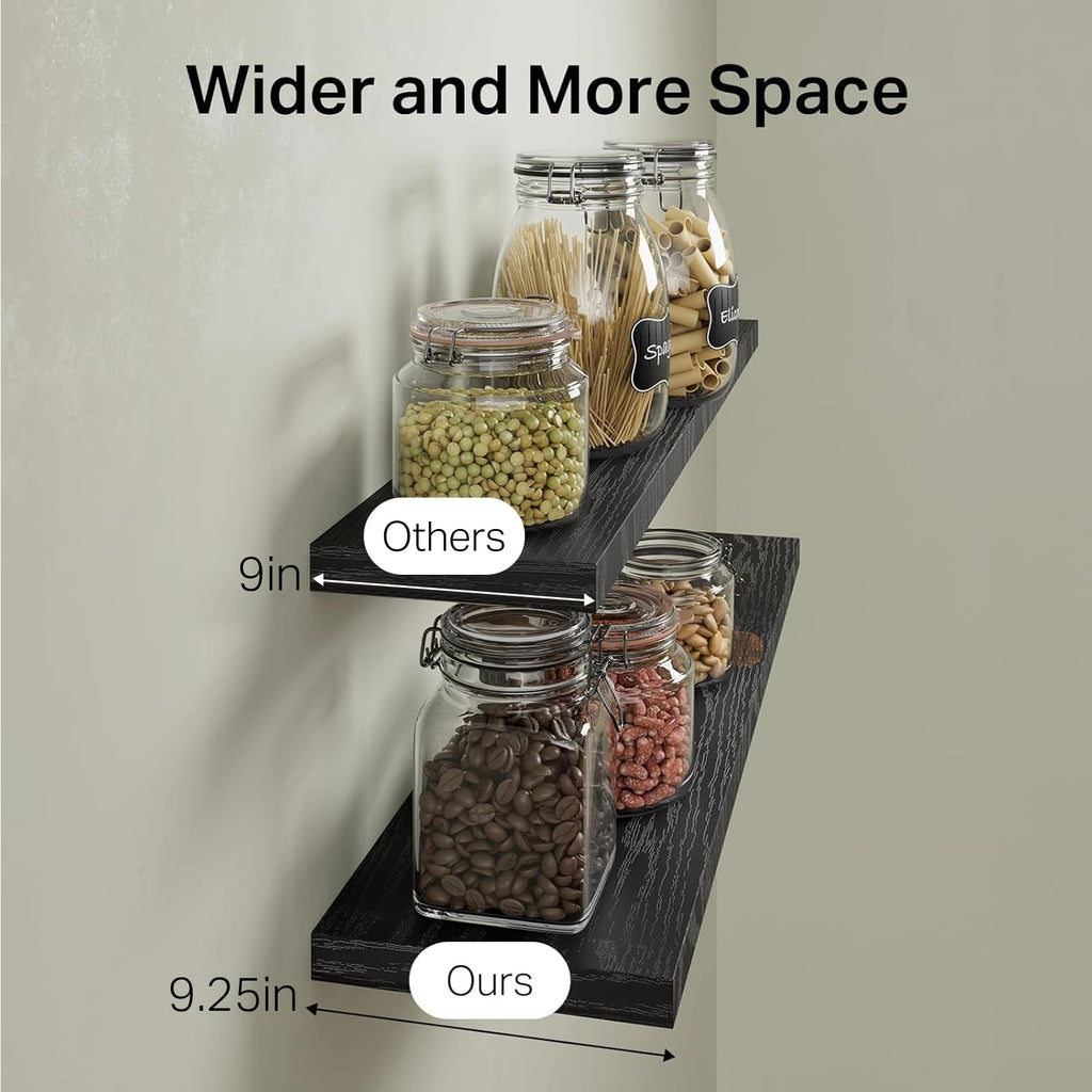 Black Floating Shelves 35.4in, Set of 2, Wall Mounted for Wall Decor